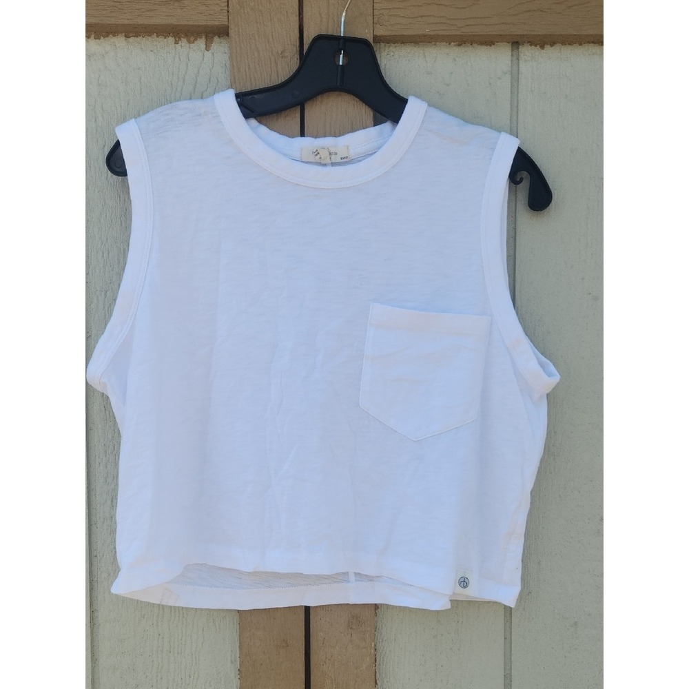 rag & bone Mini Slub Pocket Tank Organic Cotton Top Rich Mom Minimalist White